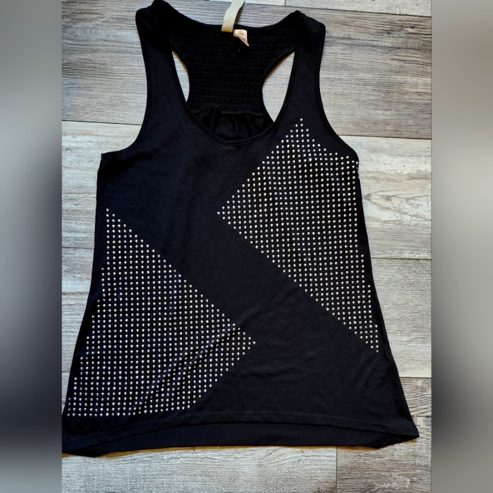 Eyeshadow Black Studded Racerback Top